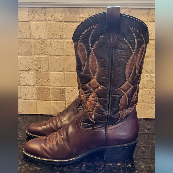 Shoes Vintage Mens Two Tone Brown Western Boots Size 85 Poshmark